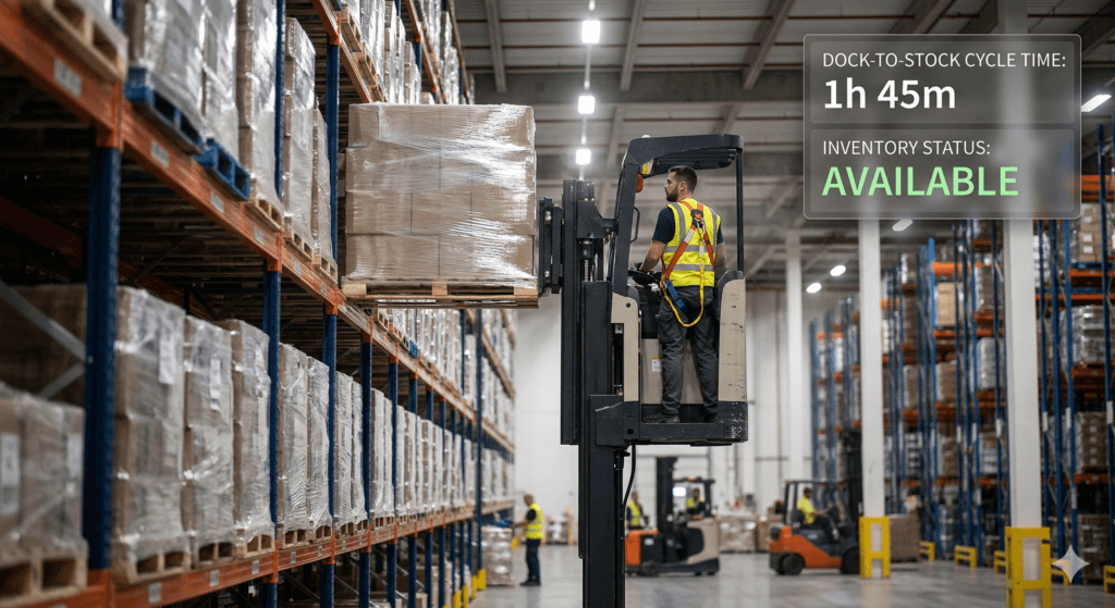 Improving dock-to-stock cycle time through efficient warehouse putaway.
